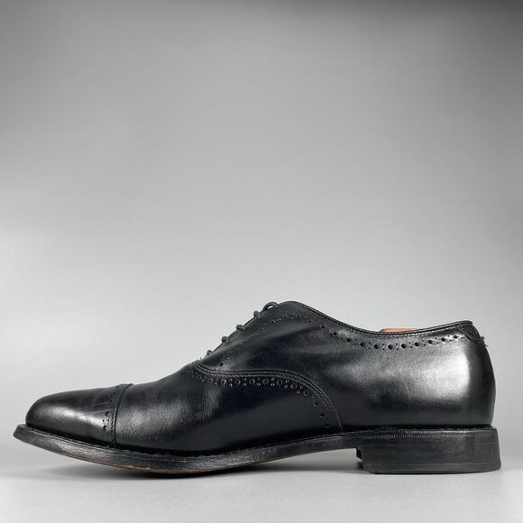 Allen Edmonds Hale Men’s 10 D Black Leather Brogue Cap Toe Derby Dress Shoes EUC - Picture 7 of 9